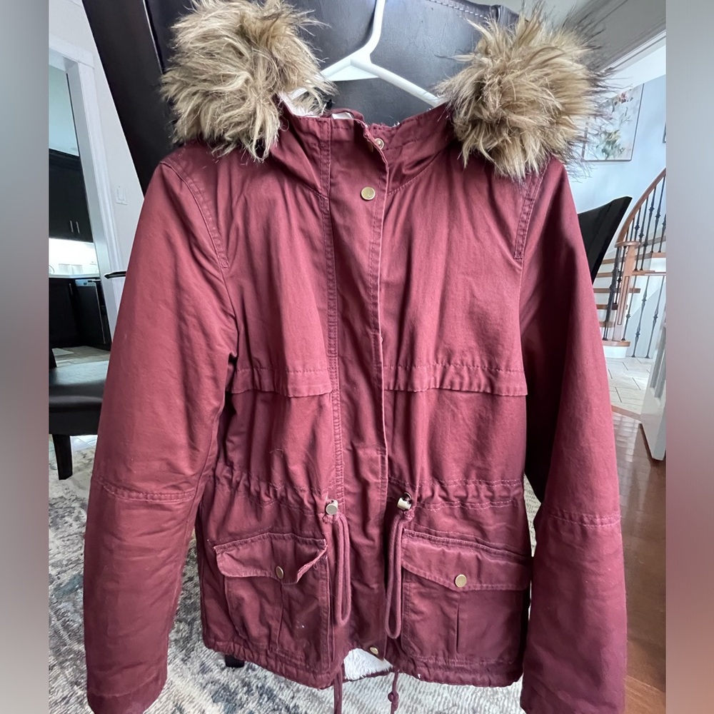 Hooded Parka Jacket with drawstring waist for fall winter